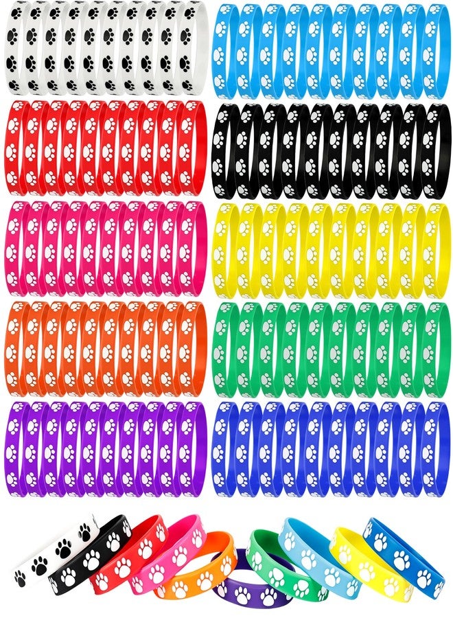 Flahard 240 Pcs Paw Print Rubber Bracelet Paw Patterns Silicone Stretch Wristbands Dog Bracelet for Dog Party Favors Wedding Bridal Party Decorations Supplies,10 Colors - Image 1